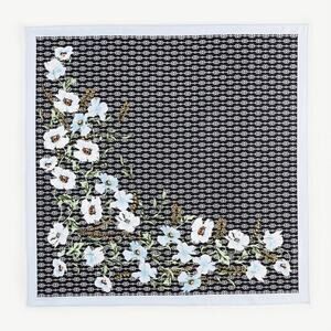 Ann Taylor Blue Floral Square Geo Pattern Scarf